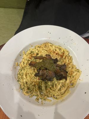 Grilled Oyster Mushroom Carbonara   at Life Bistro in Atlanta