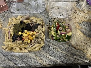 Portobello Steak Rasta Pasta
$16
Creamy jerk pasta with portobello steak topped with mango salsa and chimmichurri & Side of mixed veggies   at Life Bistro in Atlanta