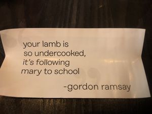 This was received with your drink. “Notes from Gordon" at Caesar's Palace - Gordon Ramsay Hell's Kitchen in Las Vegas