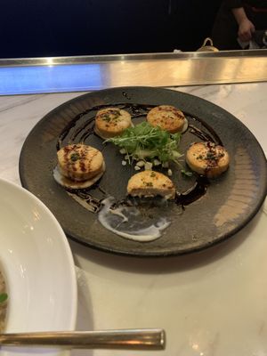 Tofu scallops  #Veganuary at Caesar's Palace - Gordon Ramsay Hell's Kitchen in Las Vegas