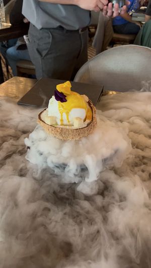 Coconut sorbet dessert   at Caesar's Palace - Gordon Ramsay Hell's Kitchen in Las Vegas