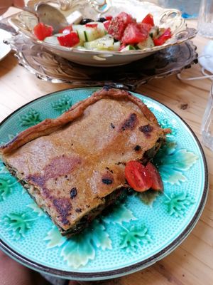 Hot vegetable pie at Bizou Cafe in Corfu