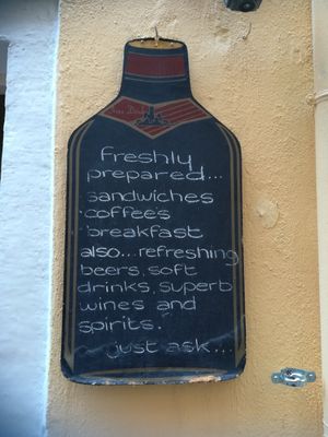 Menu items at Bizou Cafe in Corfu