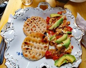 Scramble tofu at Bizou Cafe in Corfu