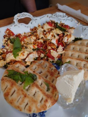 Scrambled tofu AMAZING at Bizou Cafe in Corfu