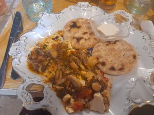 Scrambled Tofu with mushrooms at Bizou Cafe in Corfu