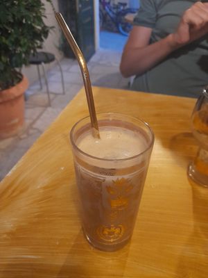Caramel shake with ice cream and oat milk at Bizou Cafe in Corfu