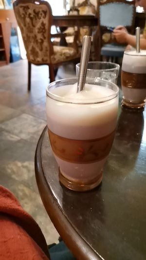 Iced latte with oat milk at Bizou Cafe in Corfu