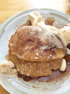 Pancakes with ice cream at Bizou Cafe in Corfu