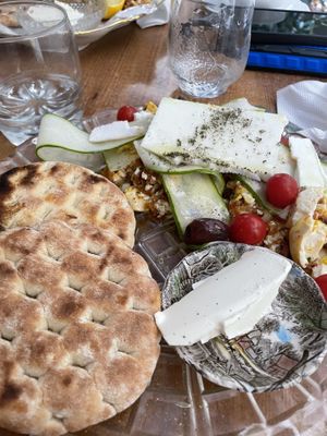 greek tofu scramble  at Bizou Cafe in Corfu
