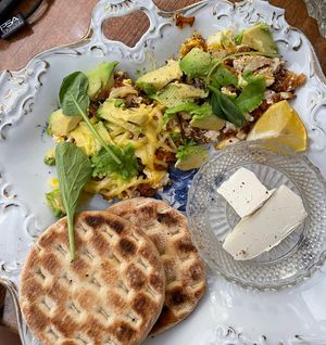 avocado tofu scramble   at Bizou Cafe in Corfu