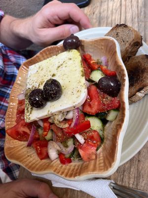 Greek salad  at Bizou Cafe in Corfu