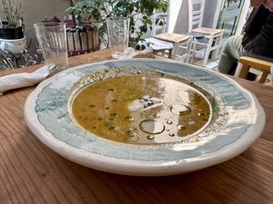 Summer soup 👎👎👎 bread 👎  at Bizou Cafe in Corfu