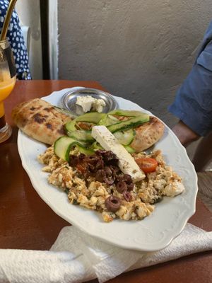 Greek tofu scramble at Bizou Cafe in Corfu