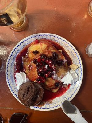 Wild berry pancakes at Bizou Cafe in Corfu