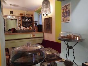 Inside at Bizou Cafe in Corfu