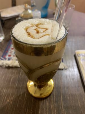 Caramel milkshake with oat milk at Bizou Cafe in Corfu