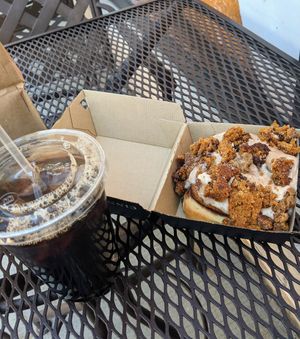 Pumpkin bread cinnamon roll purchased on October 4th 2022 at Cinnaholic in Naperville