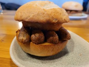 Vegan «sausage roll» and hash brown at DUB - The Lansdowne - T1 in Dublin