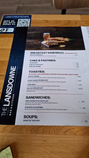 Menu at DUB - The Lansdowne - T1 in Dublin