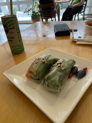 Best rice paper rolls ever! One with tofu and another “pork”  - both super delicious!  at Root Vegetarian in Cairns