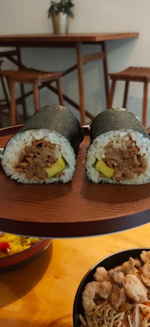 Teriyaki chicken sushi roll at Root Vegetarian in Cairns