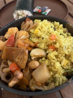 Fried rice and veggies   at Root Vegetarian in Cairns