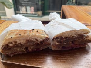 “Chicken” baguette  at Root Vegetarian in Cairns