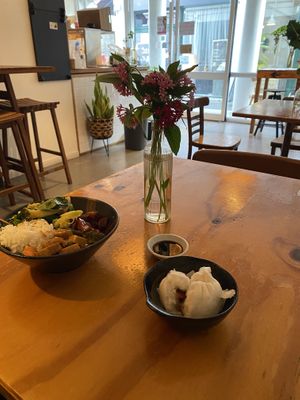 Dining in feat. Bbq pork bun  at Root Vegetarian in Cairns