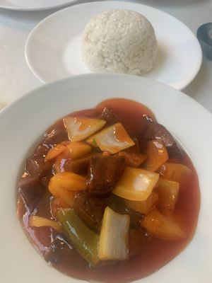 Sweet&sour vegetarian chicken (tofu)   at Jade Garden in Weymouth