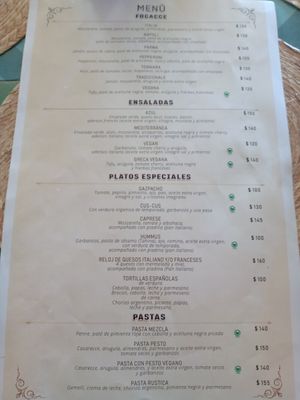 Menú at Mezcla Bcs in La Paz