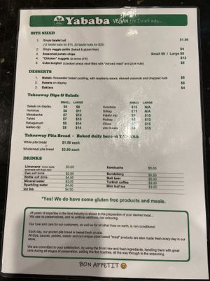 Menu page 2 at Yababa in Brisbane