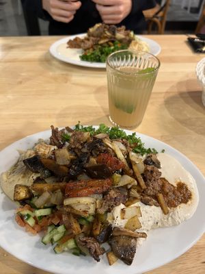 Jerusalem mix salad, ginger lemon drink   at Yababa in Brisbane