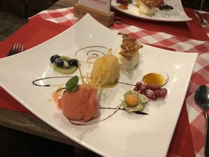 Dessert sorbet plate at Hotel Restaurant Löwen in Schopfheim