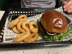 Classic burg at Bumbling Bee Vegan Junk Food in Boulder