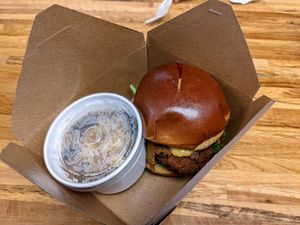 Chick'n Bacon Ranch with mashed potatoes at Bumbling Bee Vegan Junk Food in Boulder