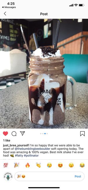 BEST MILKSHAKES!!  at Bumbling Bee Vegan Junk Food in Boulder