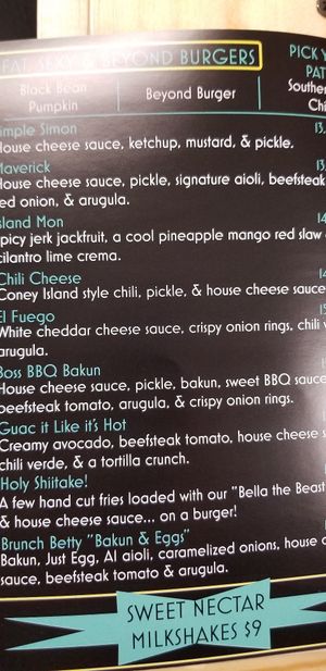 Menu1 at Bumbling Bee Vegan Junk Food in Boulder
