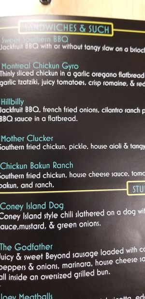 Menu2 at Bumbling Bee Vegan Junk Food in Boulder