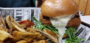 Chicken Bacun Ranch with fries at Bumbling Bee Vegan Junk Food in Boulder