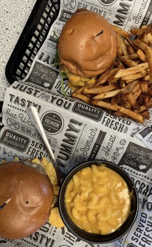 Beyond and “Chicken” burger!  at Bumbling Bee Vegan Junk Food in Boulder