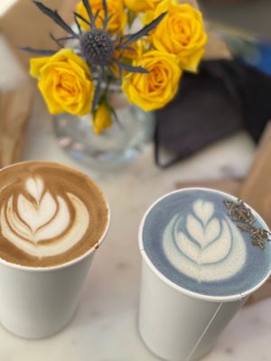 Vanilla and lavender lattes with Oat Milk 💚 at Coffee And Plants in Pasadena