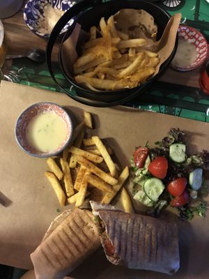 French fries with vegan cheddar cheese  at Cute Gastro Pub in Izmir