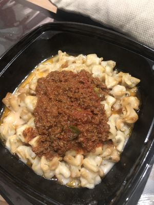 Manti  (reused an old container because only take away is allowed at the moment due to the pandemic)  at Cute Gastro Pub in Izmir