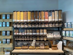 Our pasta and rice selection plus a few other products. at Chez Mamie - HB in Zurich