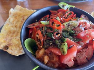 Spicy homemade baked beans with extra chillies   at SoMa SoMa in Gympie