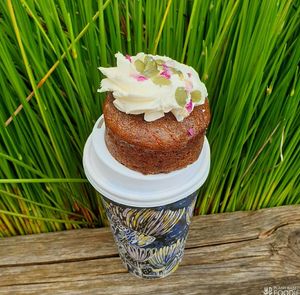 Vegan carrot cake and almond milk cappuccino  #Veganuary at Red Hill Bakery in Red Hill South