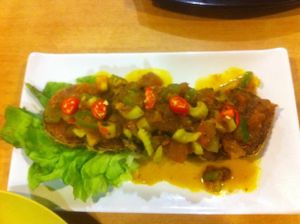 Ginger spiced vegetarian fish at Casa Station Vegetarian Restaurant in Alor Setar