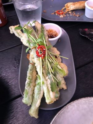 Tempura Asparagus at The Dragon's Den in Forster