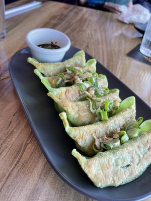 Vegetable Gyozas  at The Dragon's Den in Forster